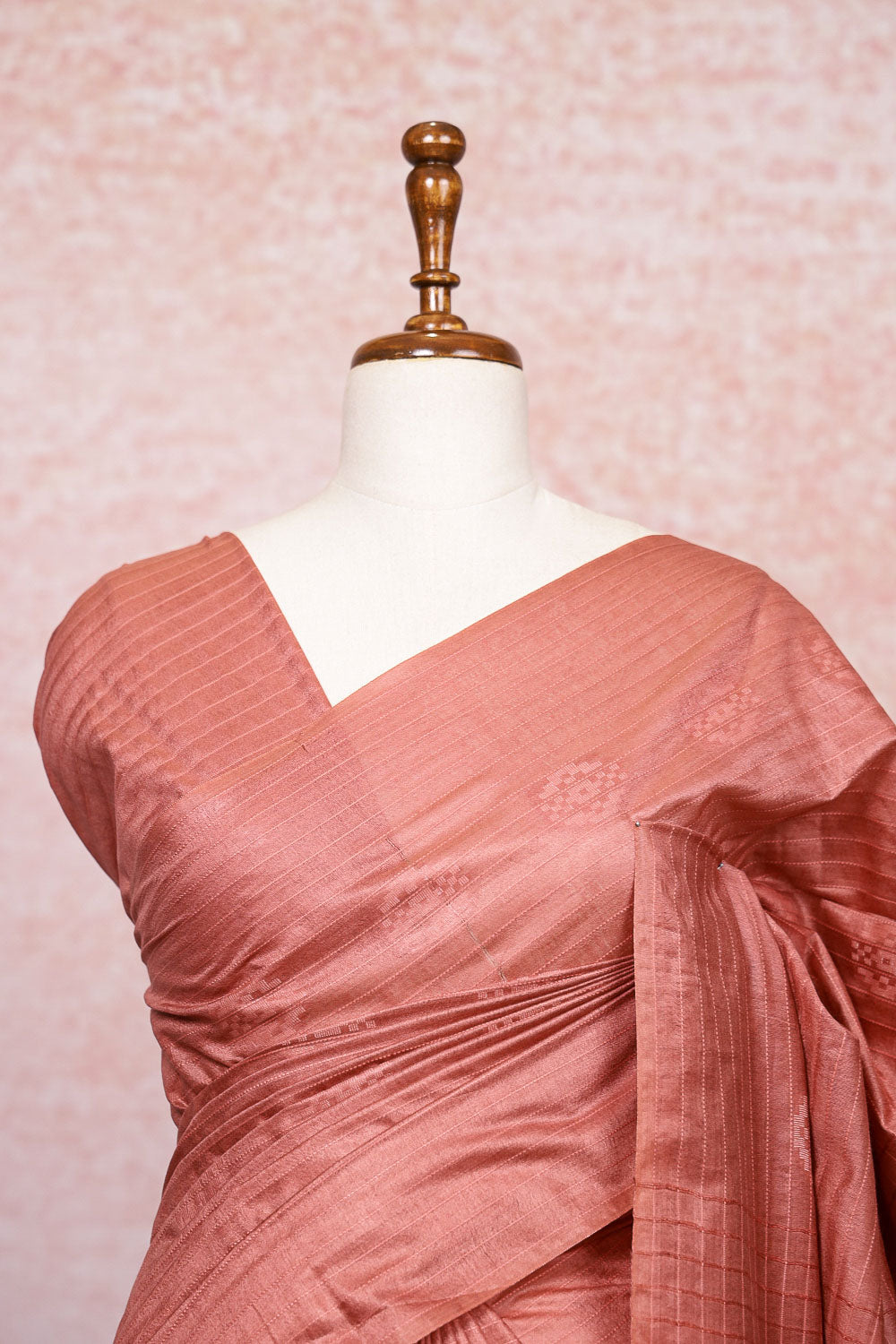 Peach Semi Tussar Saree