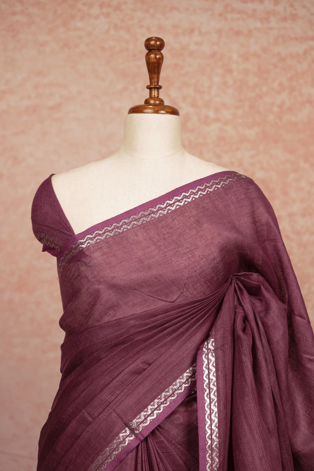 Dark Lavender Semi Linen Saree