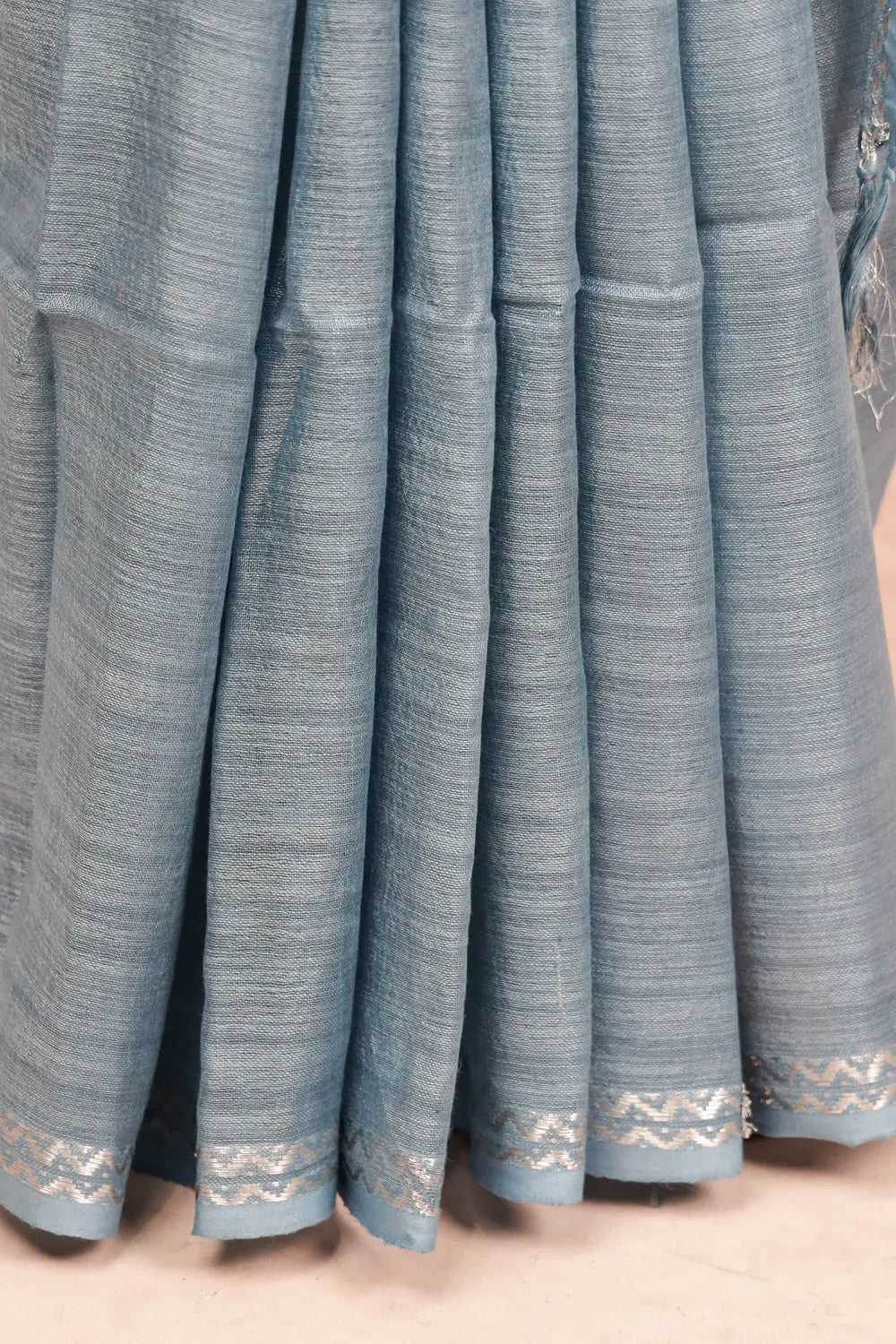 Greyish Blue Semi Linen Saree
