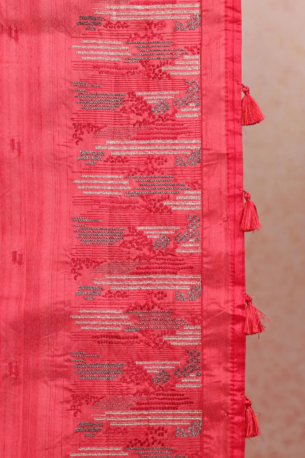 Redish Magenta Semi Tussar Saree