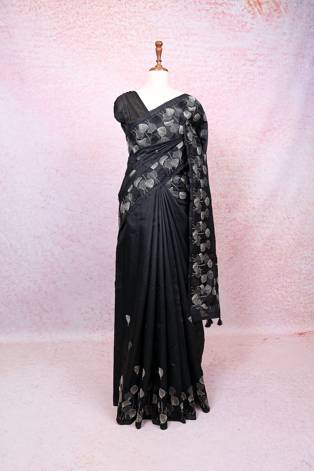 Black Semi Tussar Saree