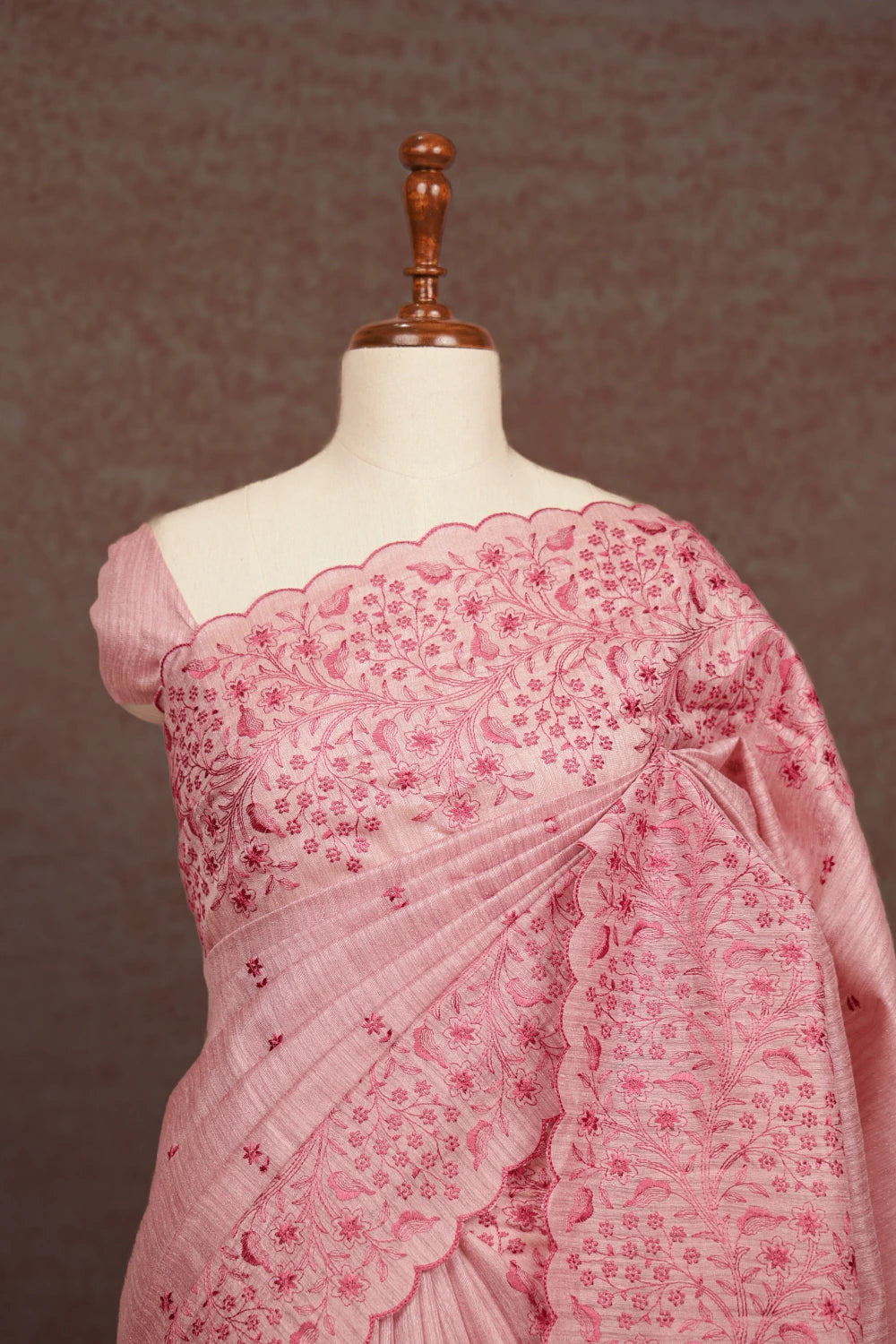Pink Tussar Jute Saree