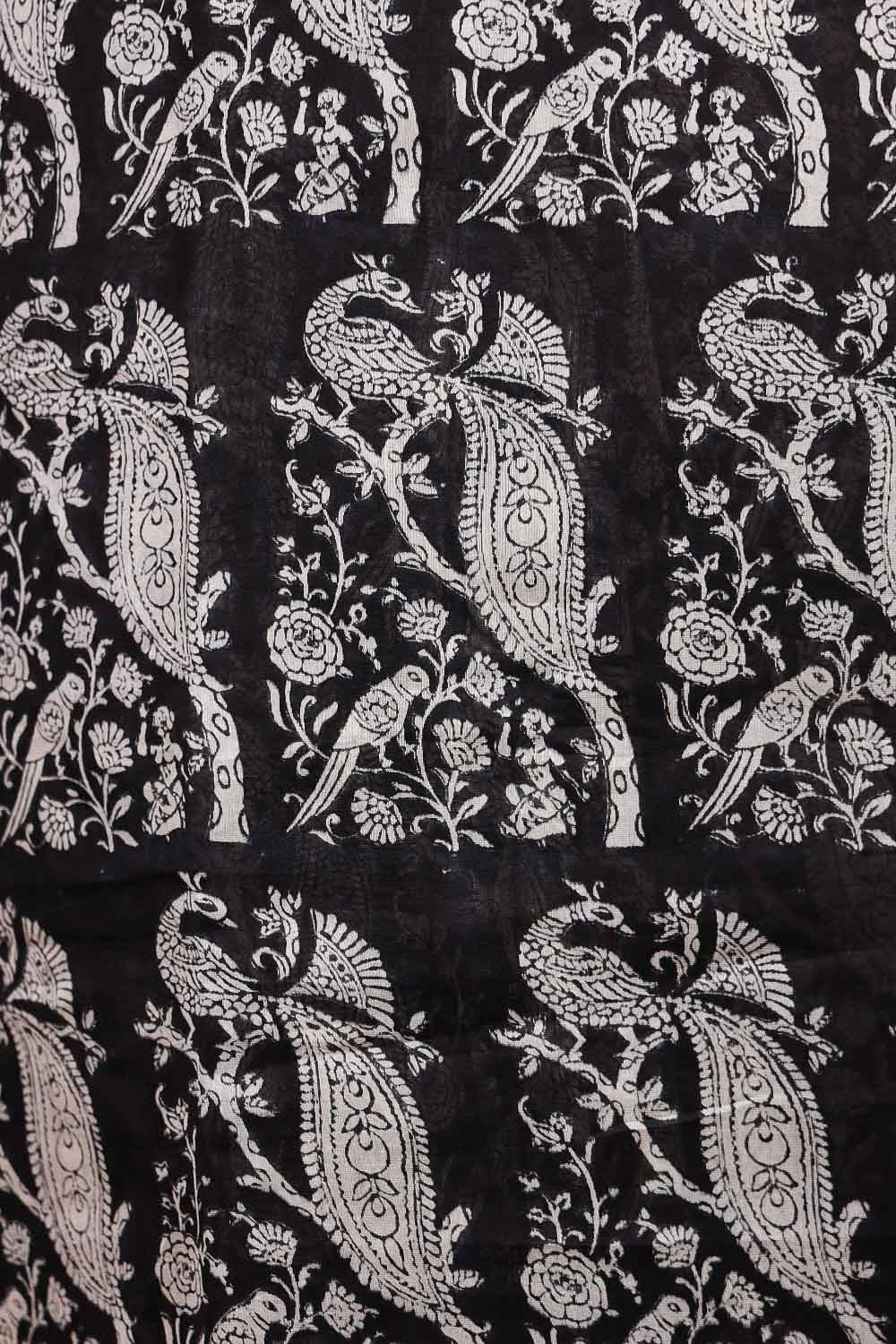 Black Semi Chanderi Saree