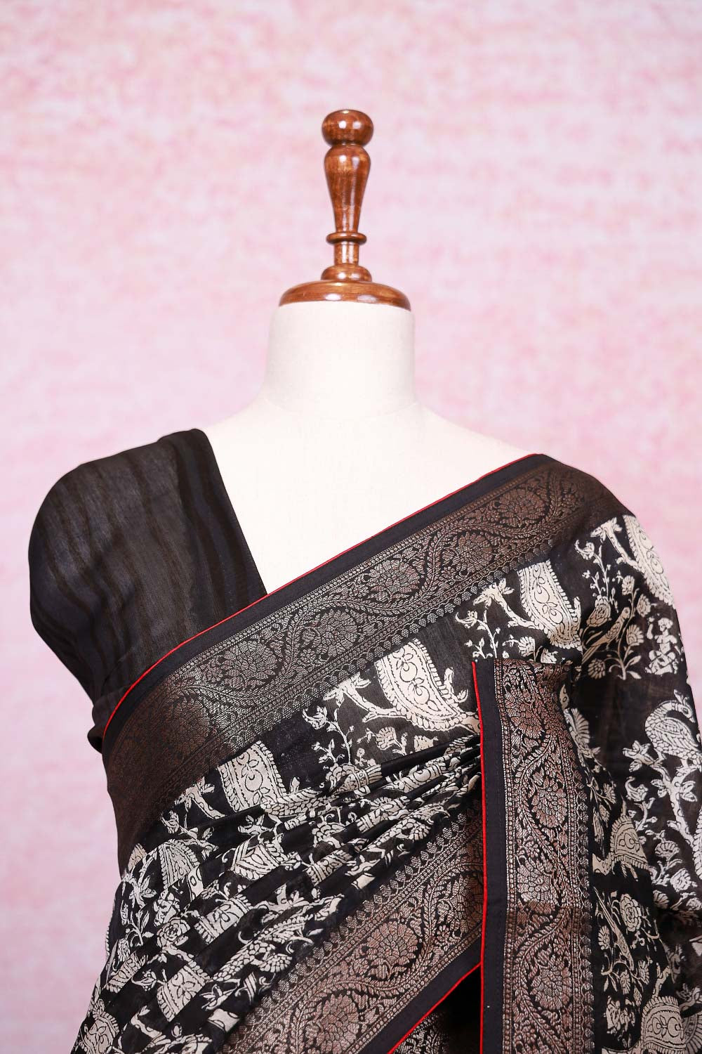 Black Semi Chanderi Saree