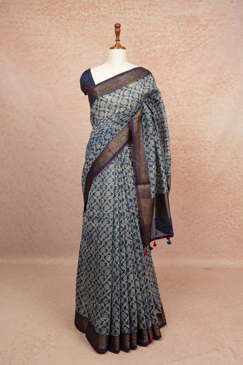 Blue Chanderi Saree