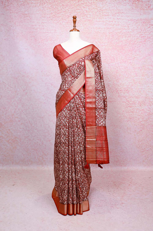 Brick Red Chanderi Saree
