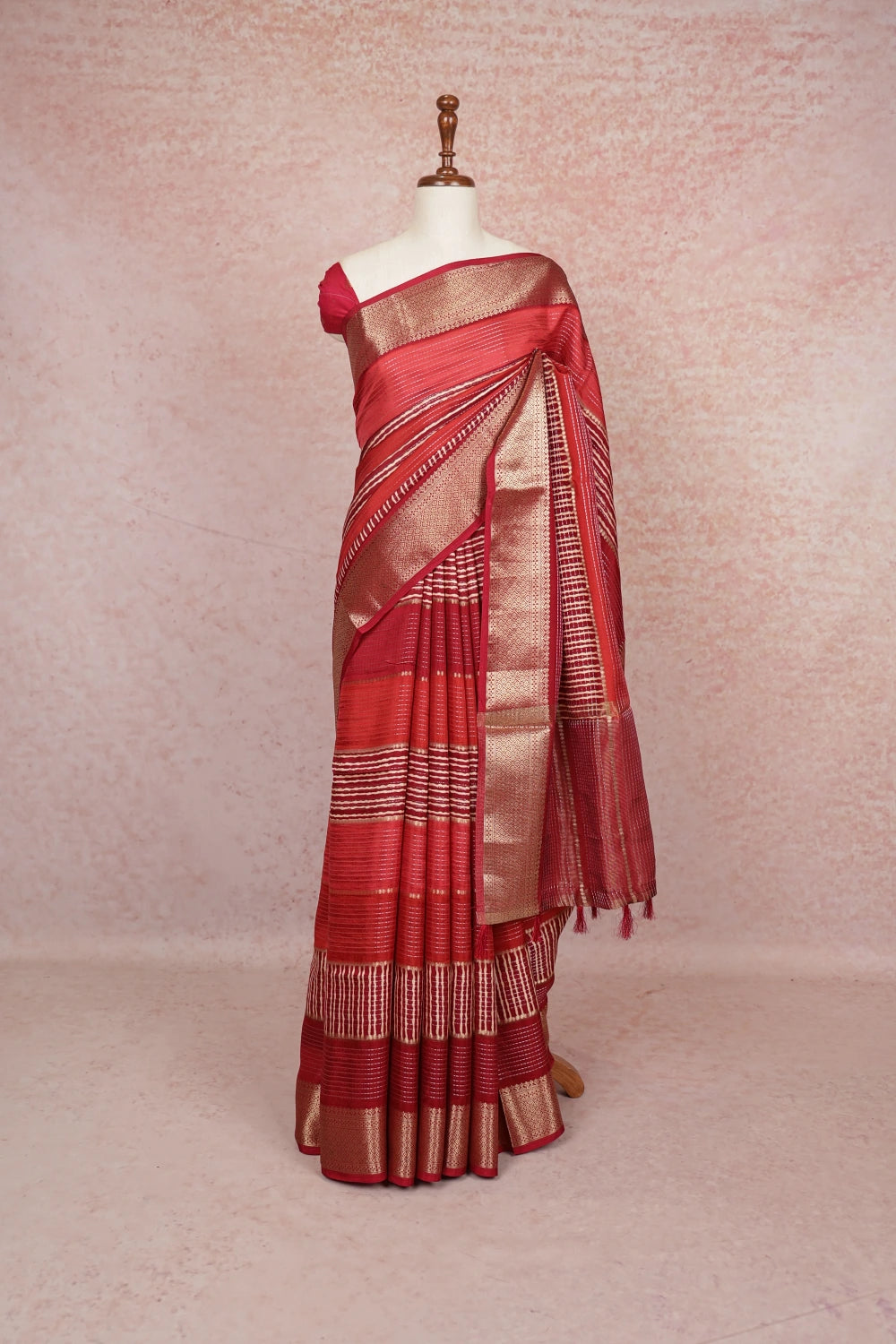 Maroon Semi Banarasi Saree