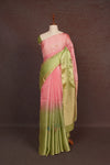 Pastel Green And Pink Semi Chanderi Saree