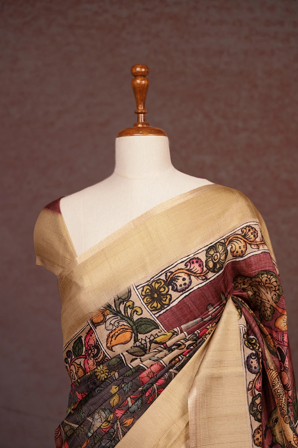 Charcol Grey Semi Tussar Saree
