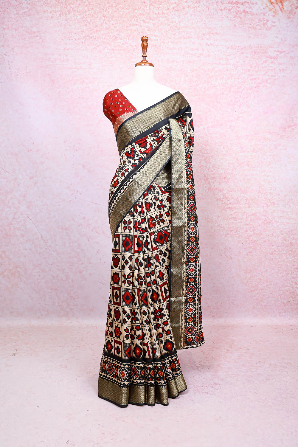 Cream Semi Chanderi Saree