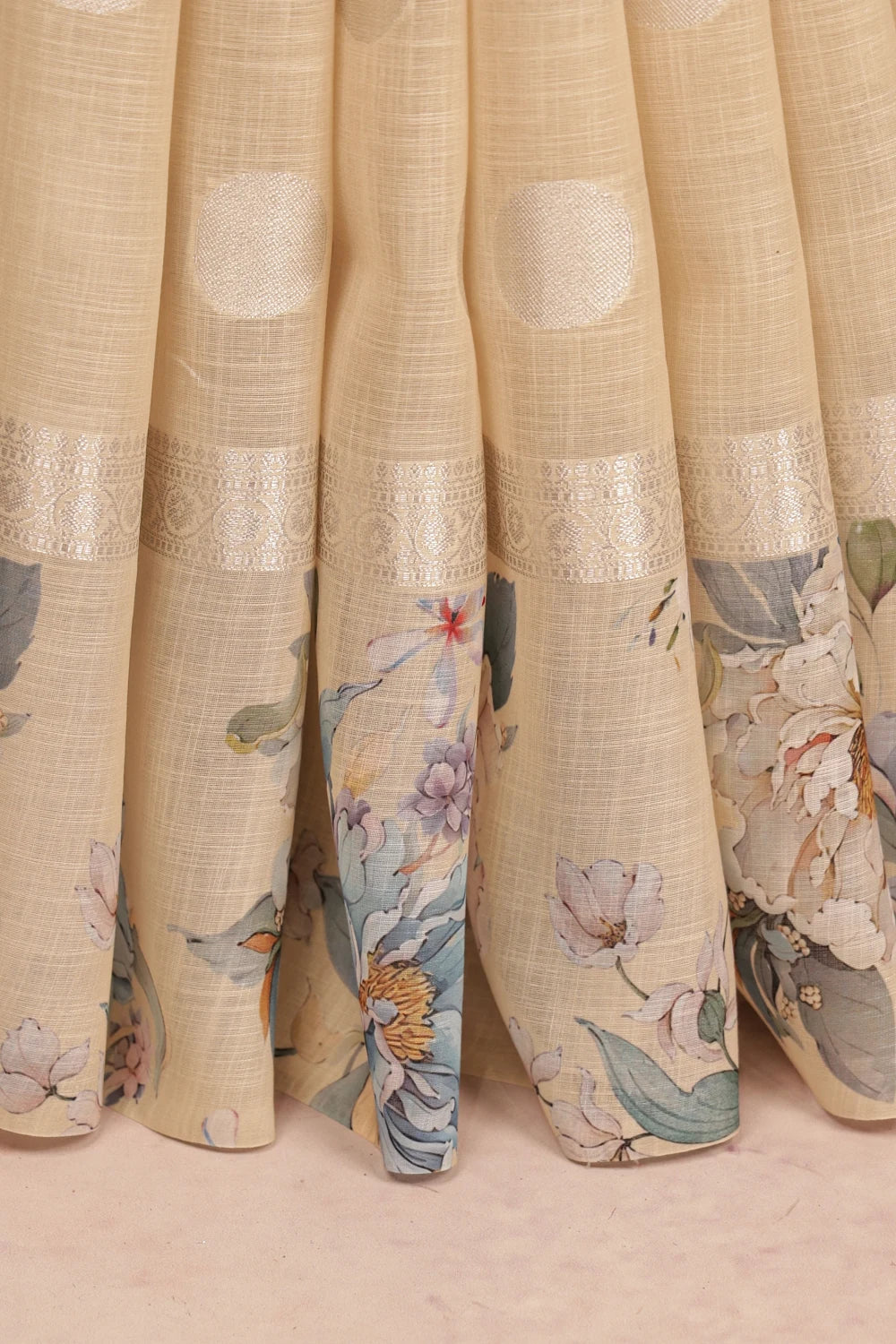 Off White Tussar Jute Saree