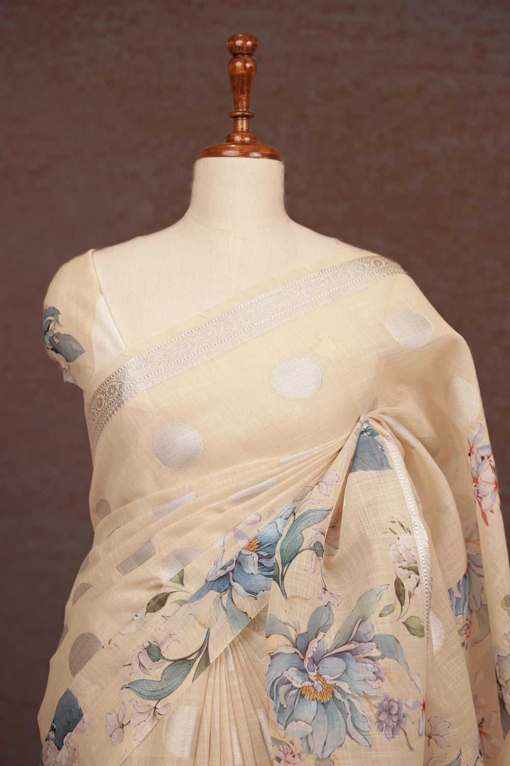 Off White Tussar Jute Saree