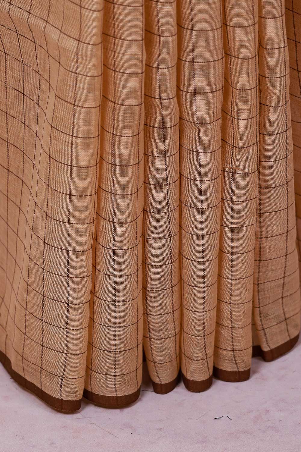 Cream Semi Linen Saree - Seematti