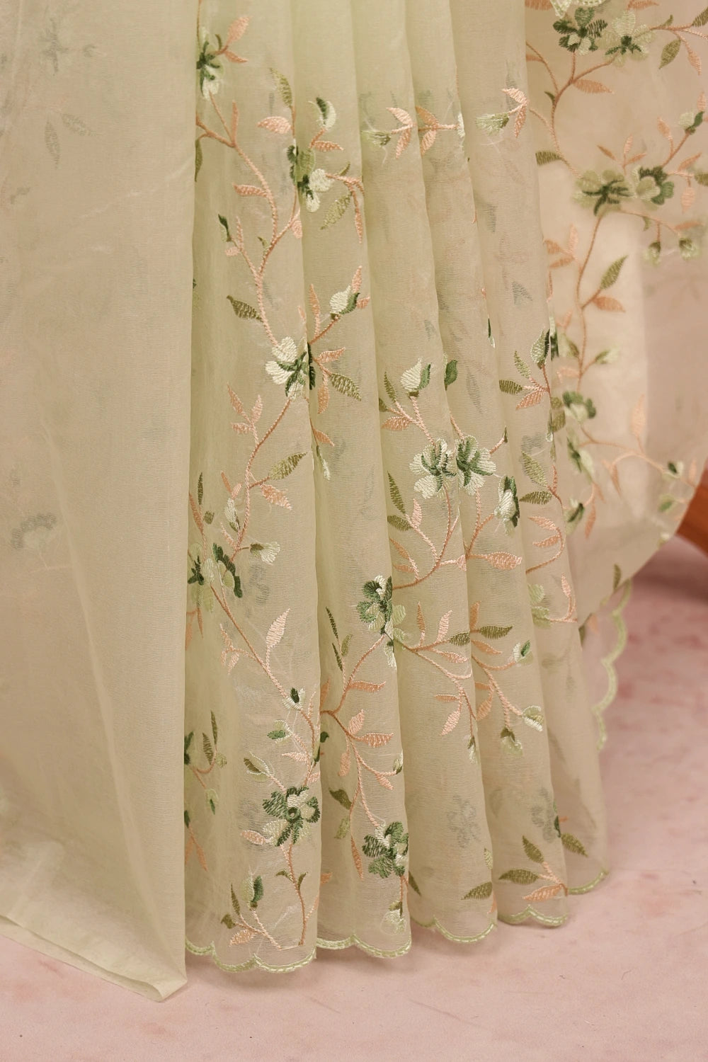 Pastel Green Semi Organza Saree