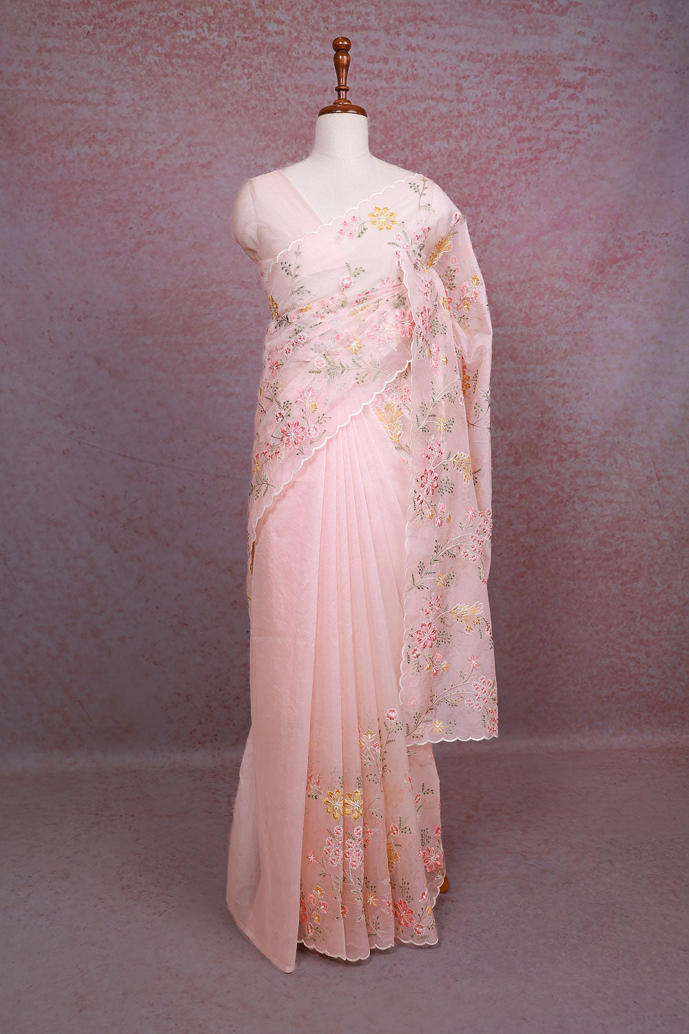 Peach Semi Organza Saree