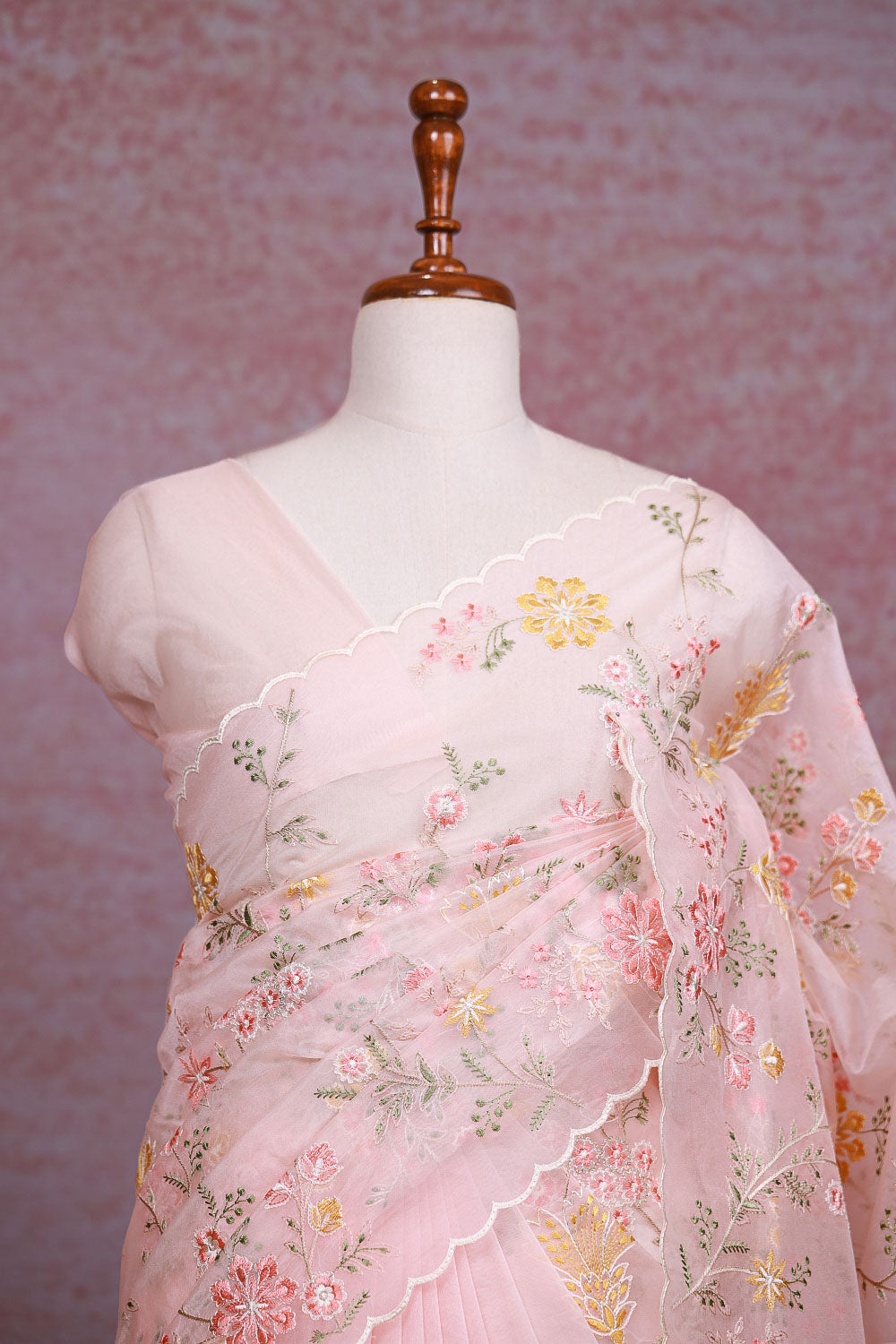 Peach Semi Organza Saree
