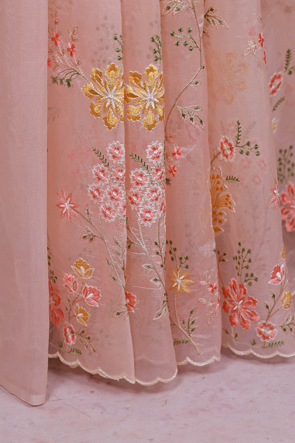 Peach Semi Organza Saree