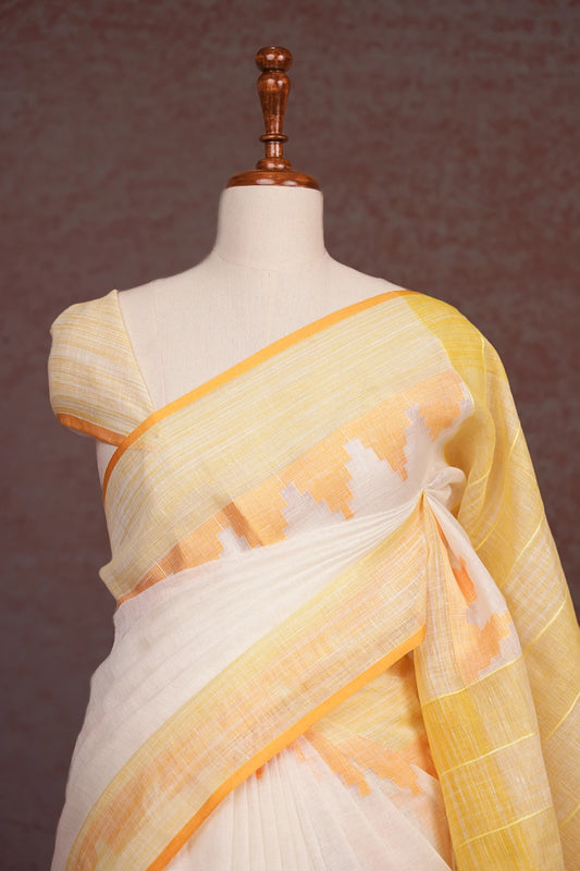 Off White Linen Saree