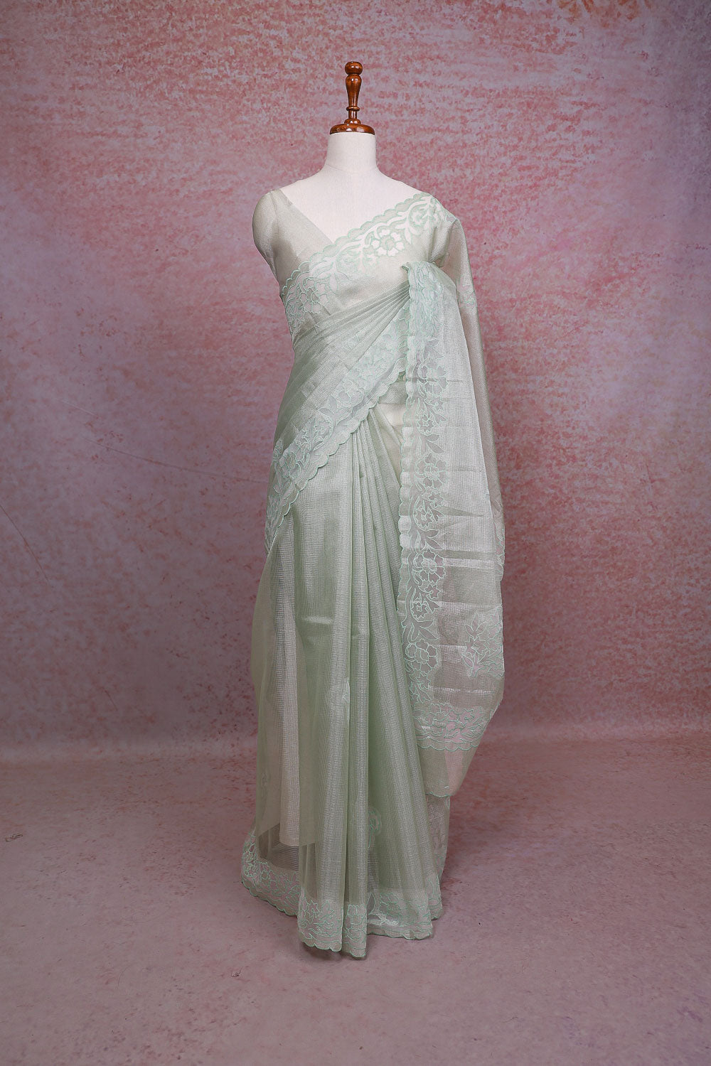 Pastel Green Tissue Kota Saree