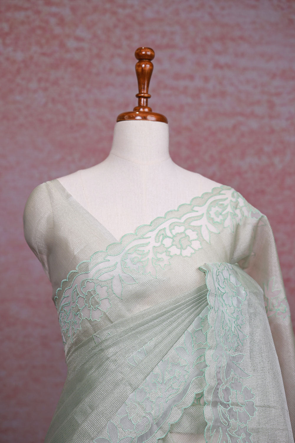 Pastel Green Tissue Kota Saree