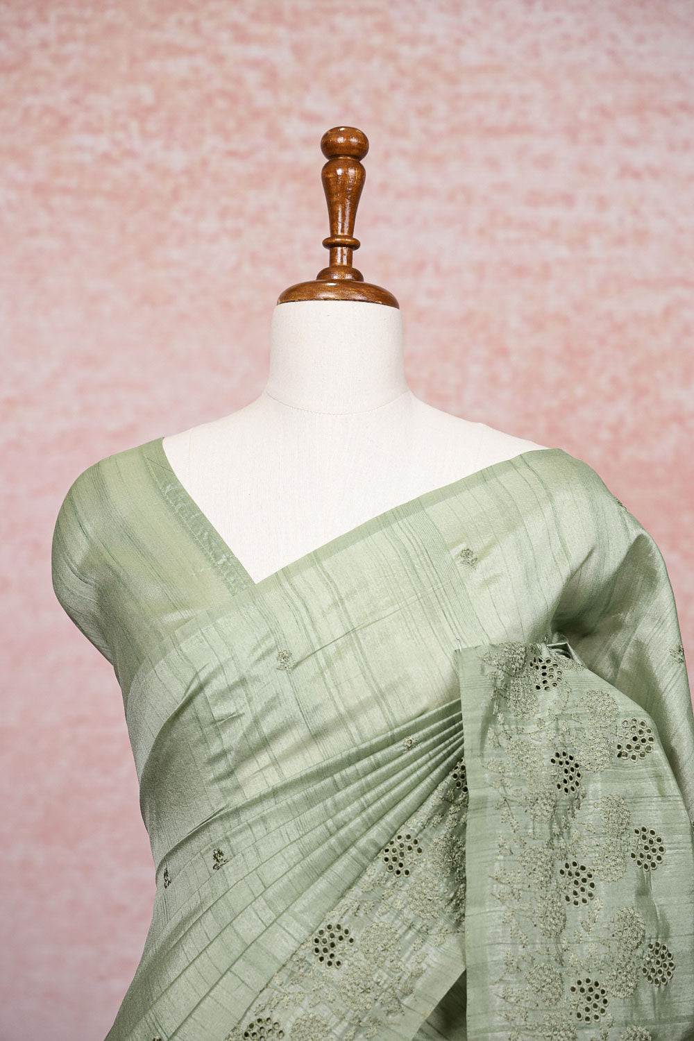 Pastel Green Semi Tussar Saree