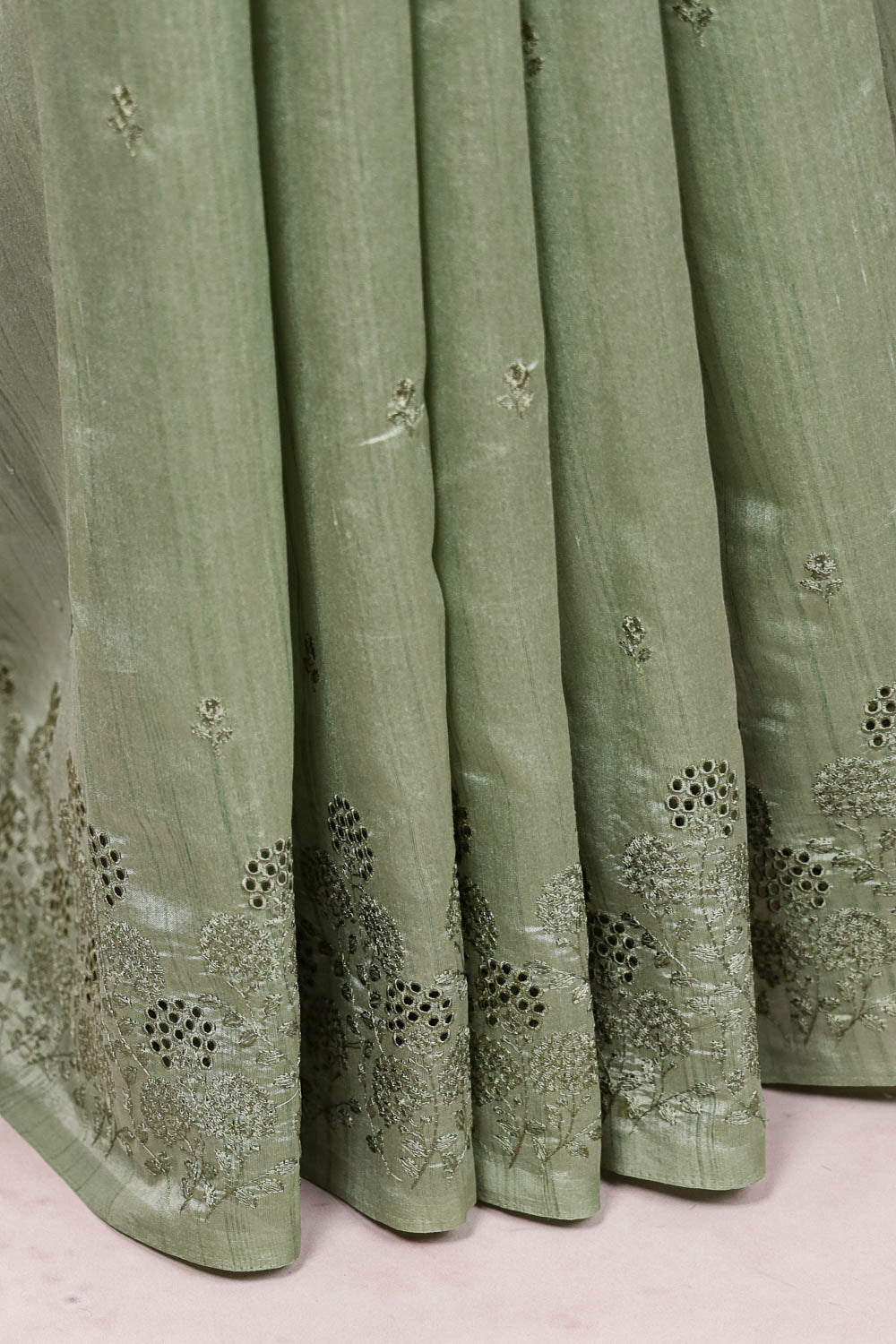 Pastel Green Semi Tussar Saree