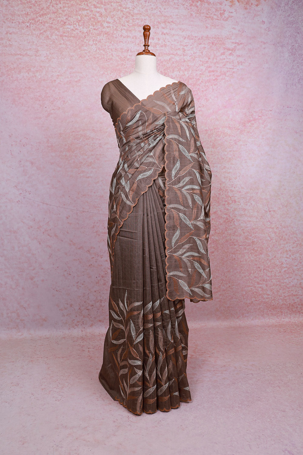 Taupe Semi Tussar Saree