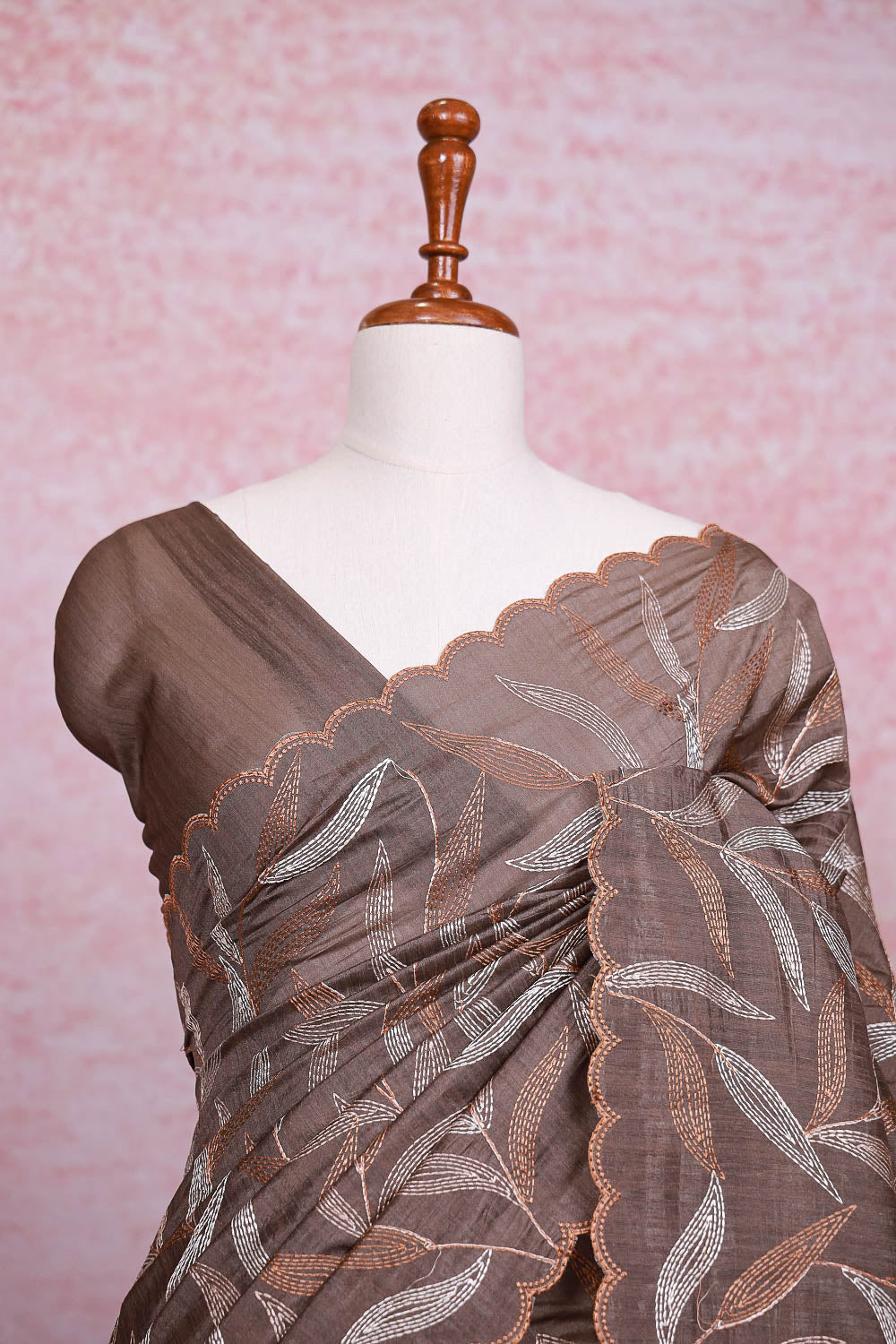 Taupe Semi Tussar Saree