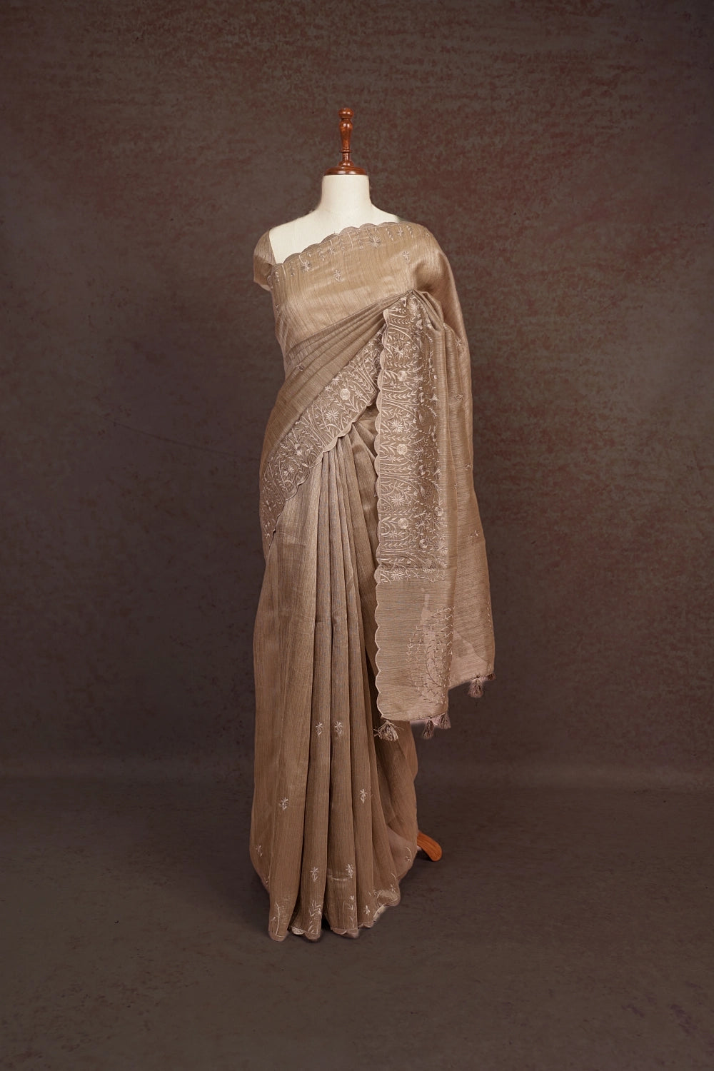 Taupe Semi Tussar Saree
