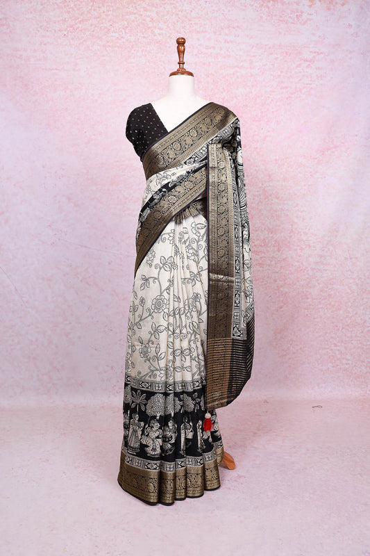 Cream Semi Tussar Saree