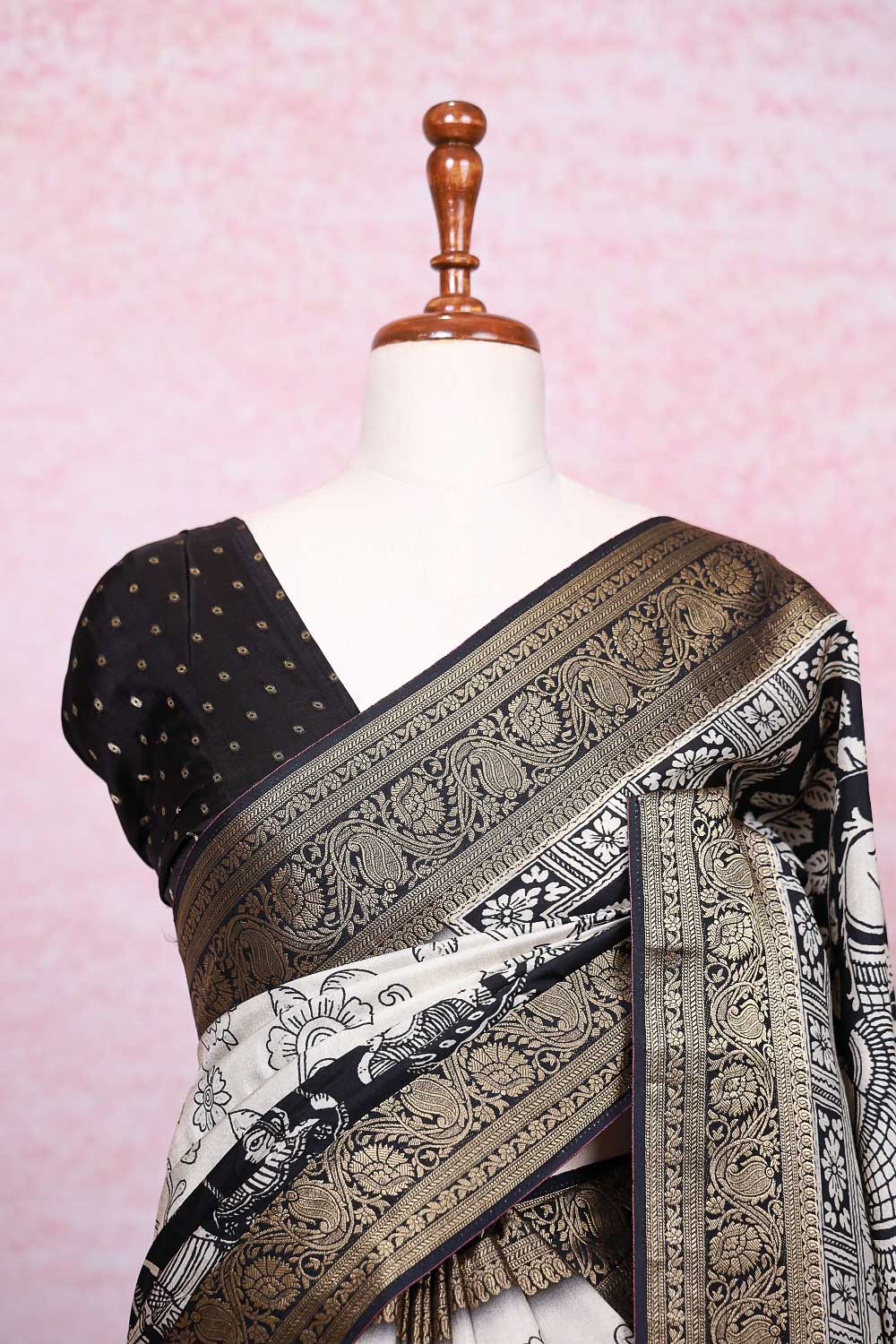 Cream Semi Tussar Saree