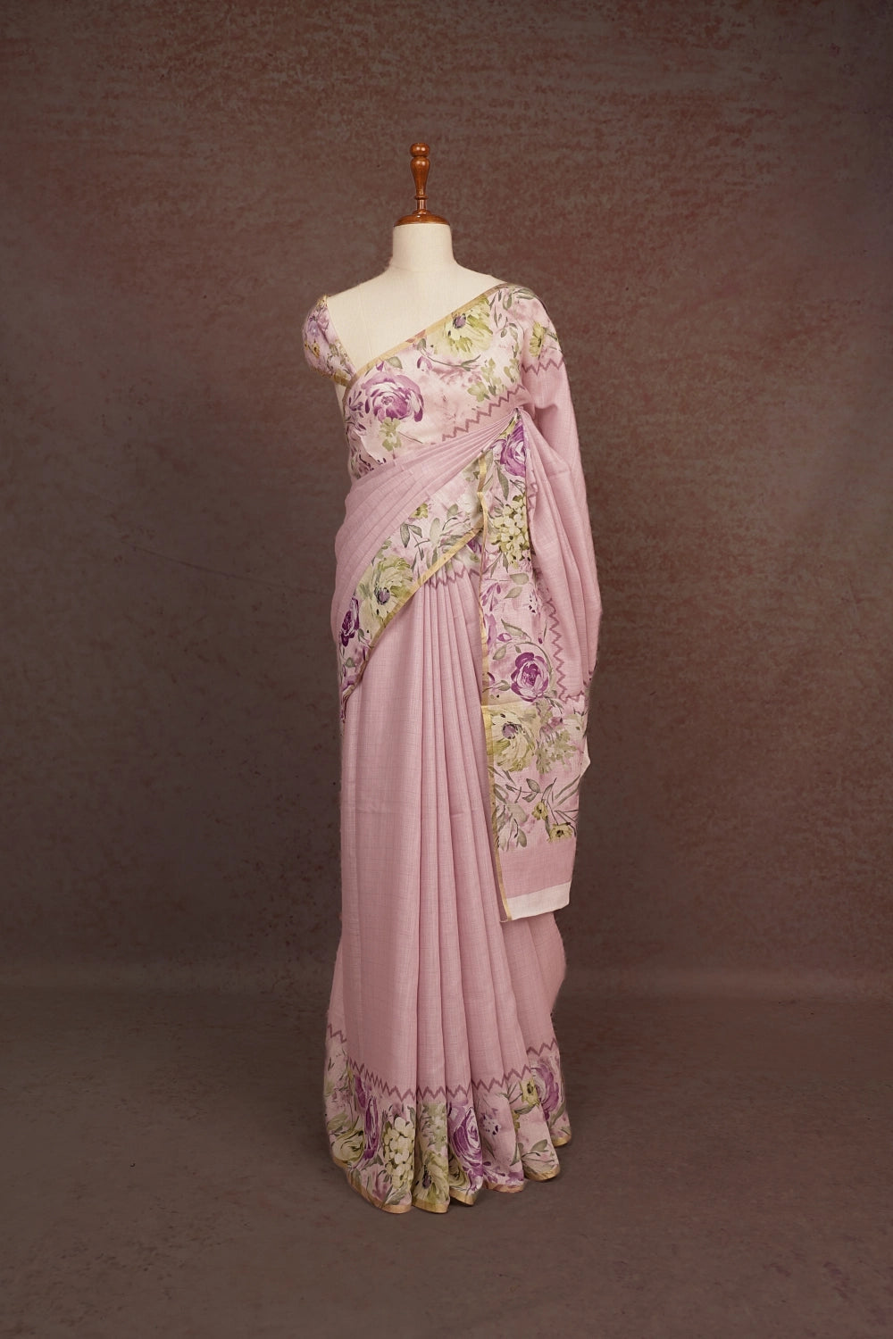 Pastel Pink Semi Chanderi Saree