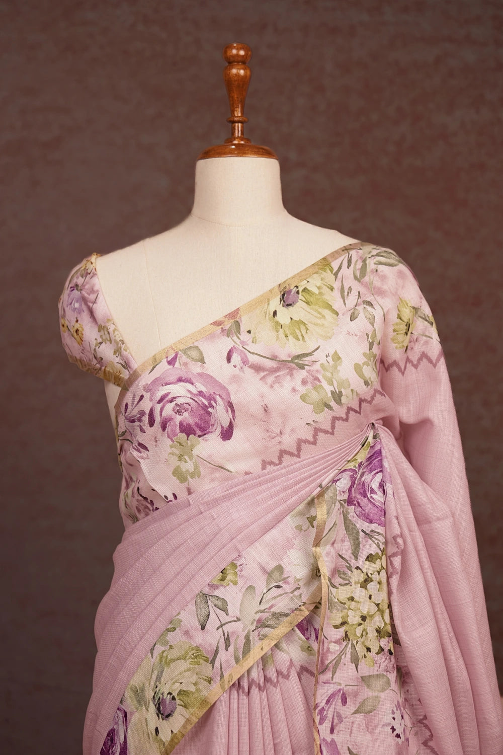 Pastel Pink Semi Chanderi Saree