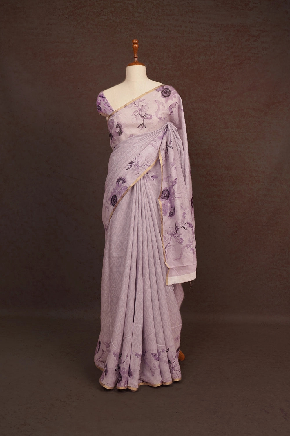 Light Lavender Semi Chanderi Saree