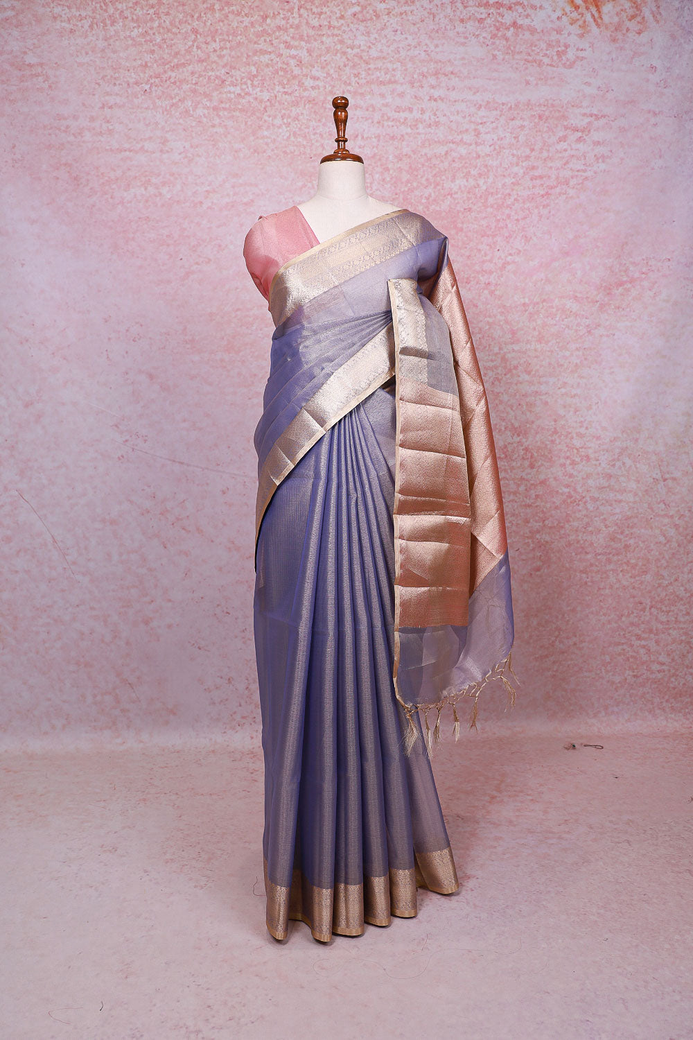 Light Blue Tissue Organza Saree
