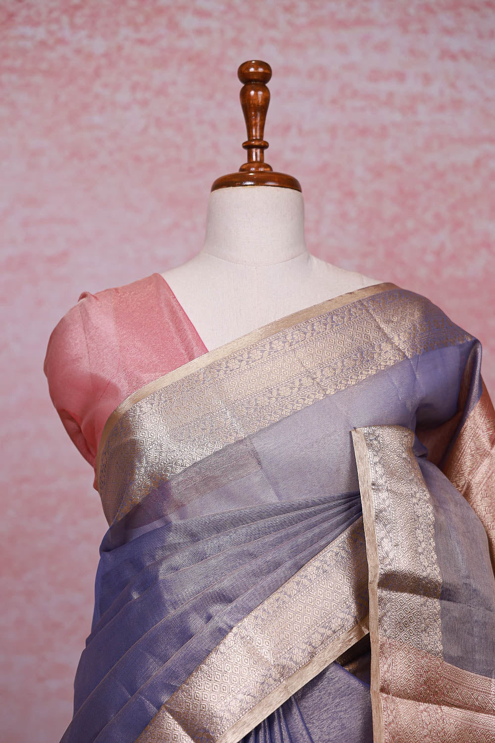 Light Blue Tissue Organza Saree