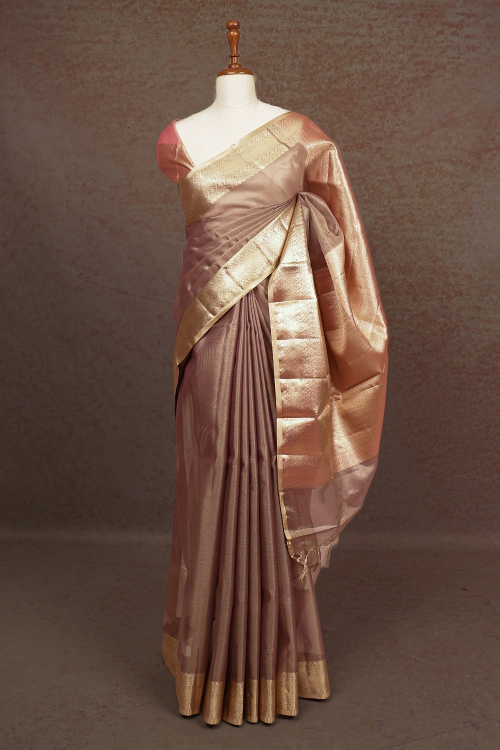 Dusty Rose Semi Tissue Saree