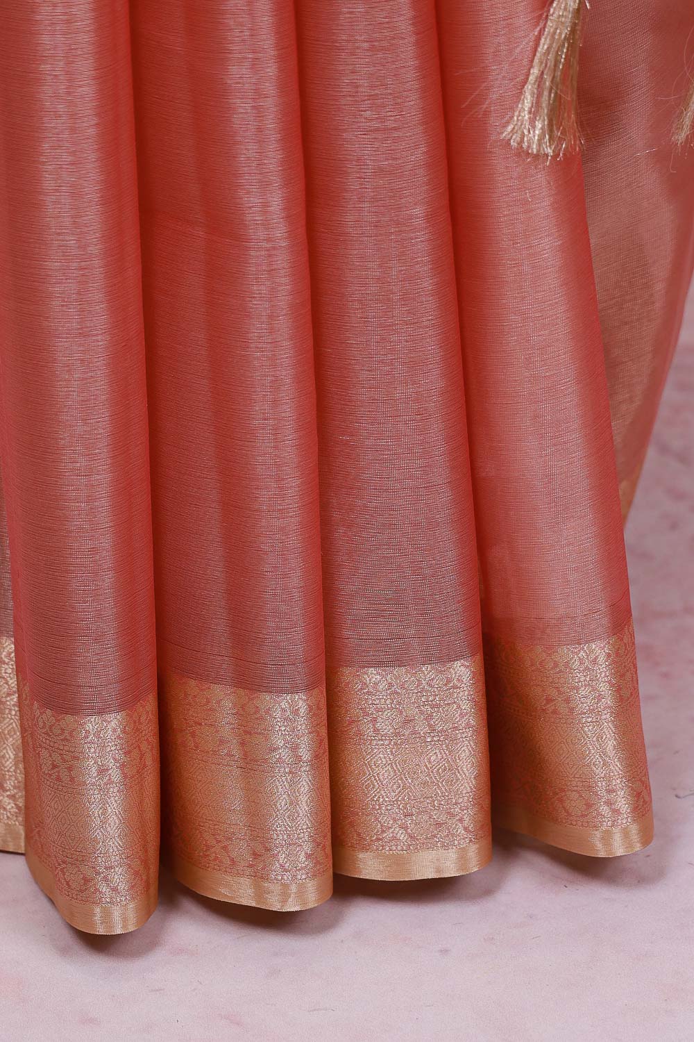 Peach Semi Tissue Saree