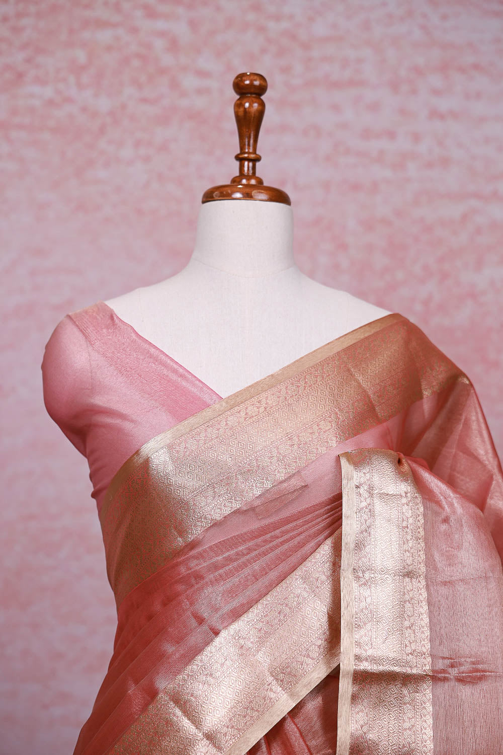 Peach Semi Tissue Saree