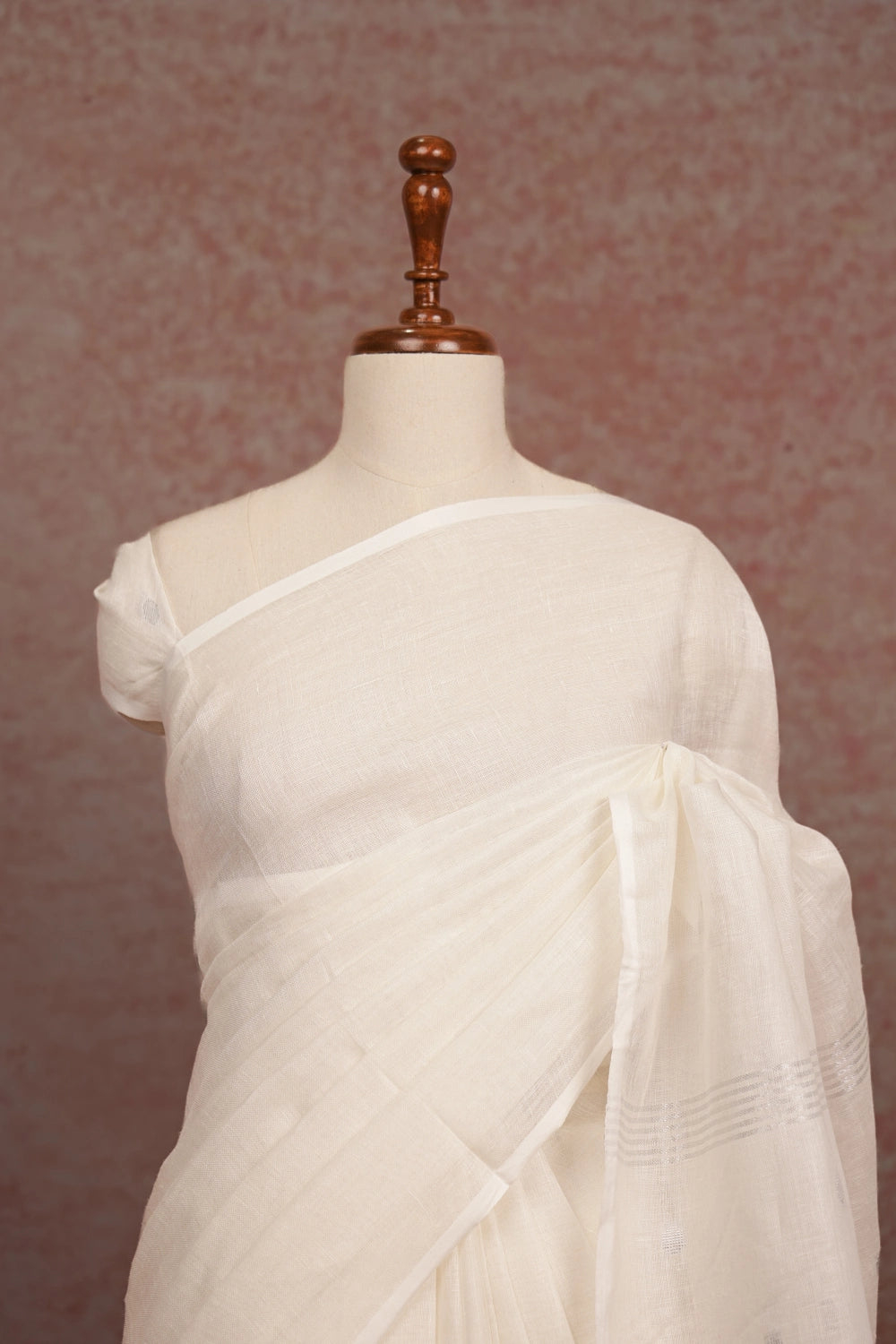 Off White Semi Linen Saree