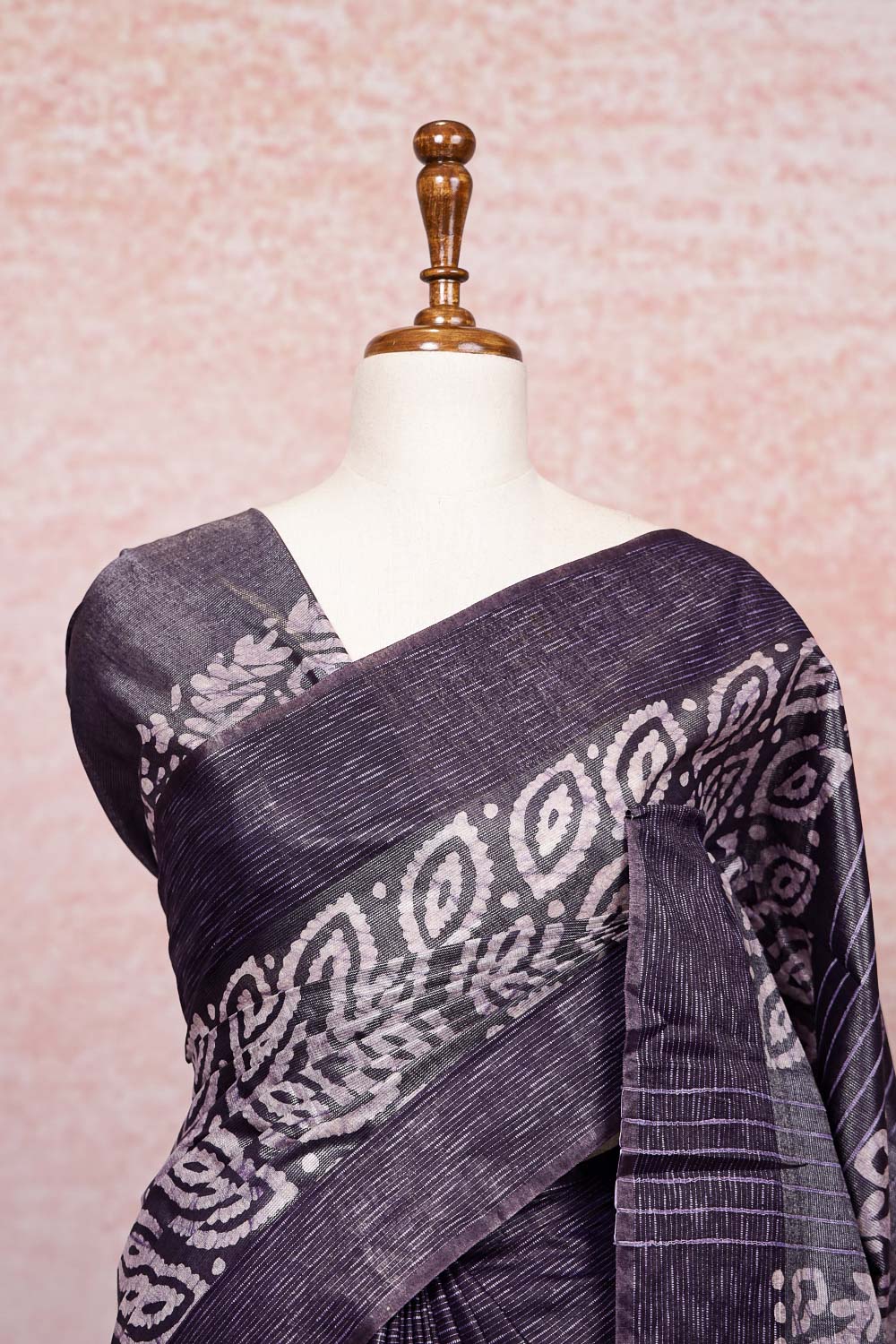 Navy Blue Semi Tussar Saree