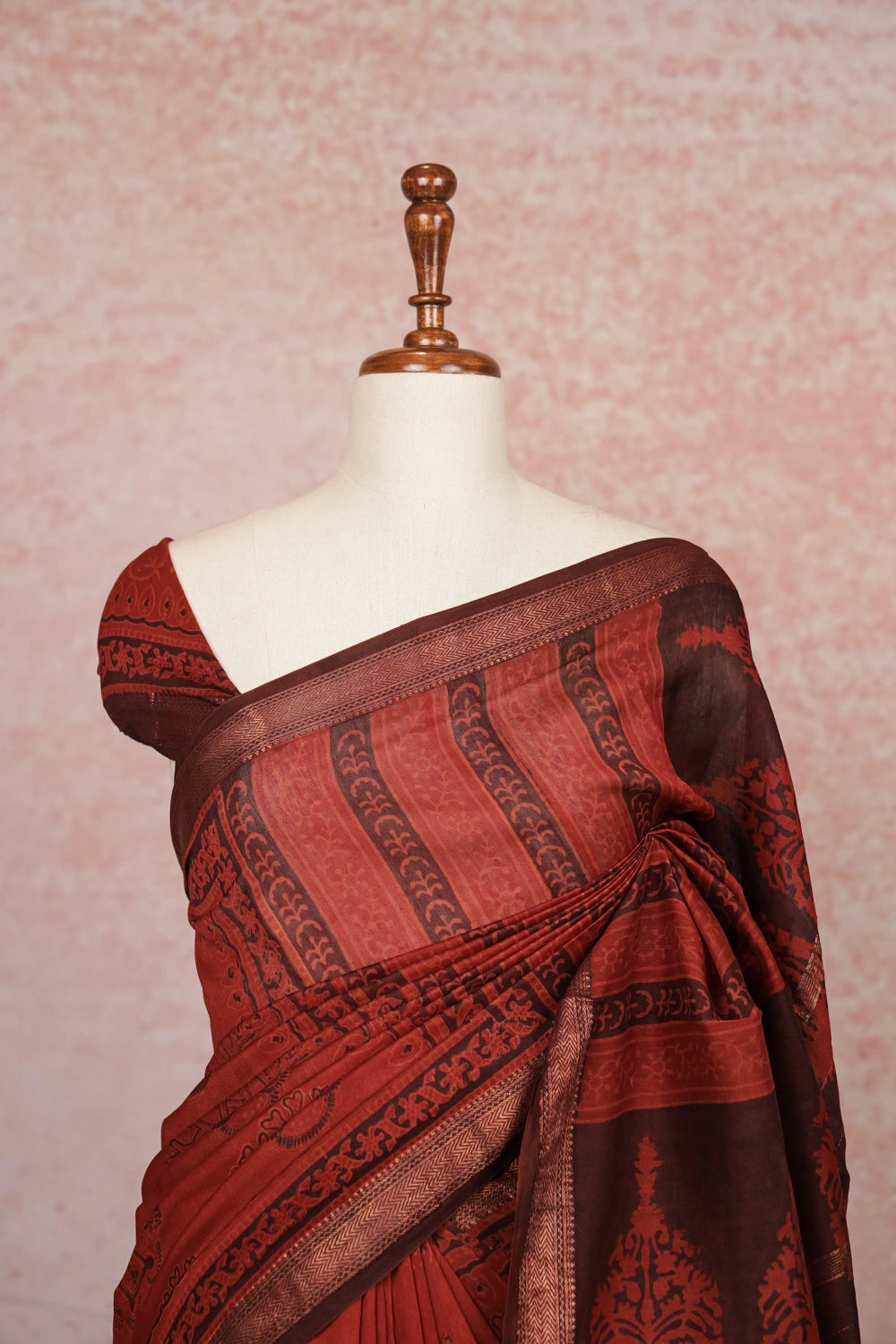 Brick Red Chanderi Saree