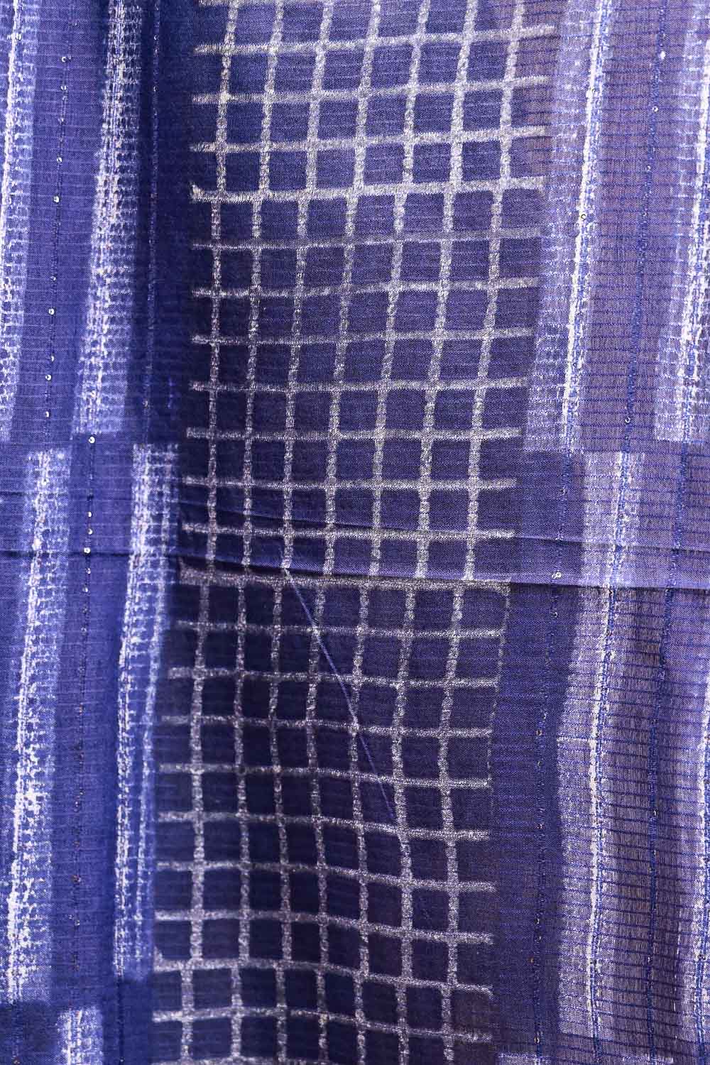 Blue Kota temple design saree with small border - Seematti