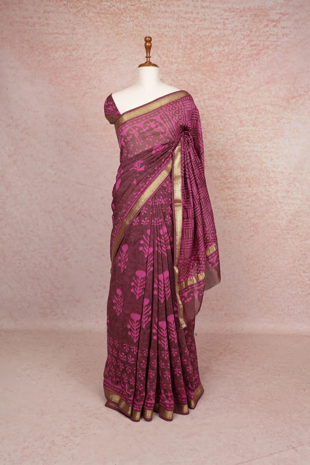 Burgundy Chanderi Saree