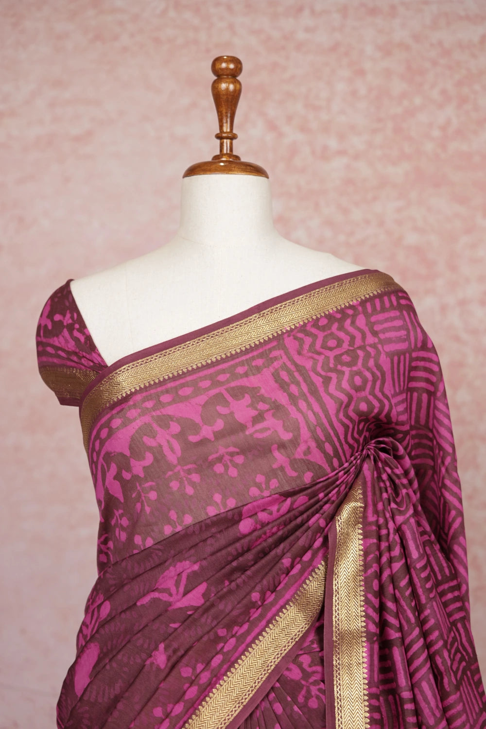 Burgundy Chanderi Saree