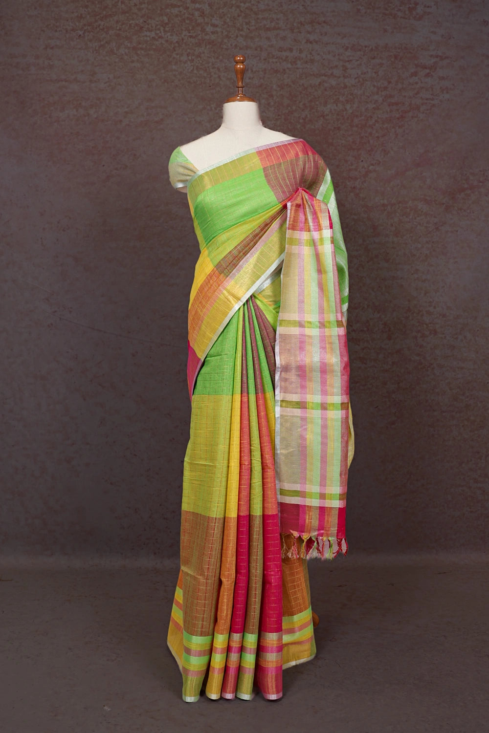 Multi Color Semi Linen Saree