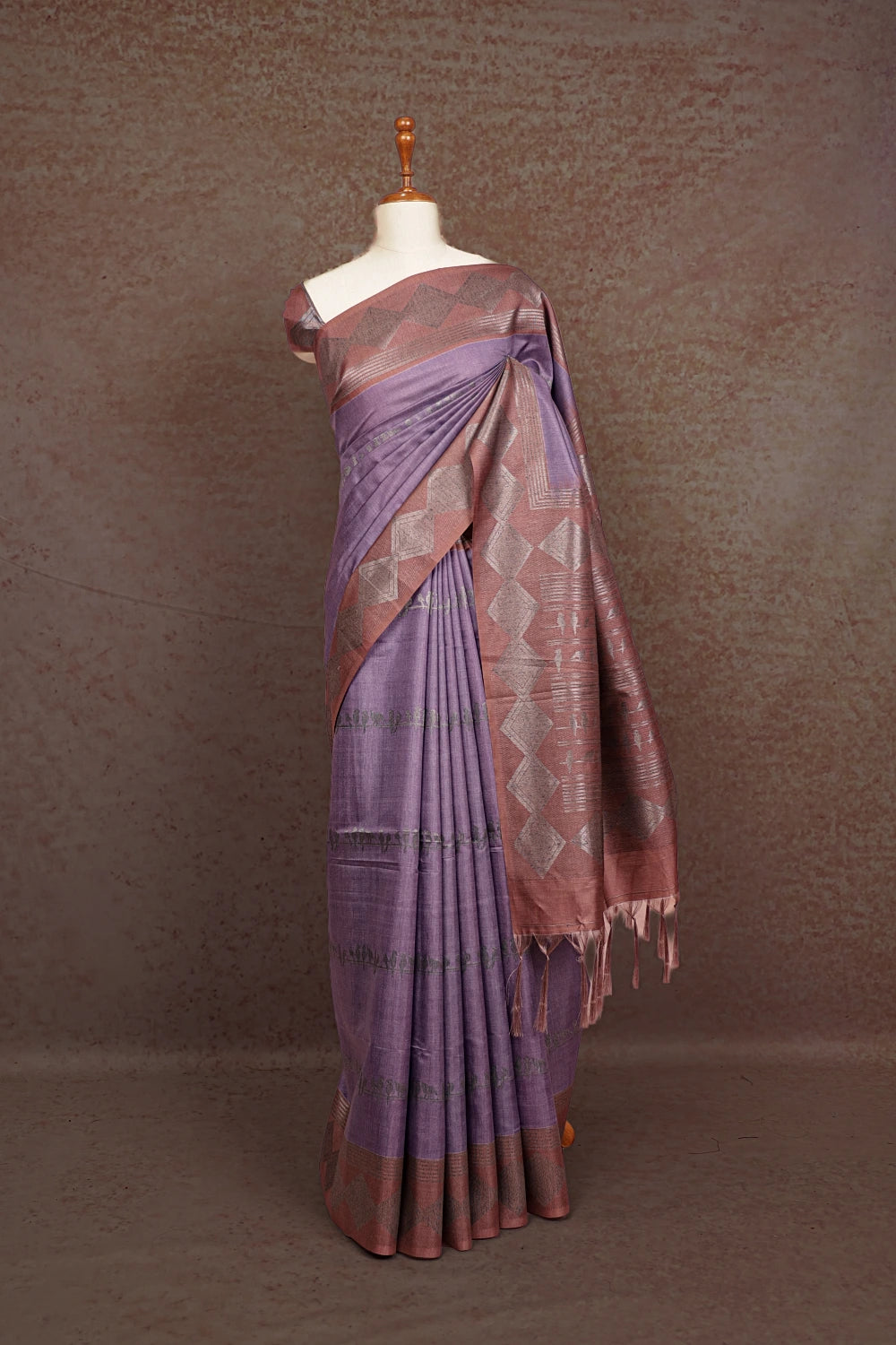 Lavender Colour Semi Tussar Saree