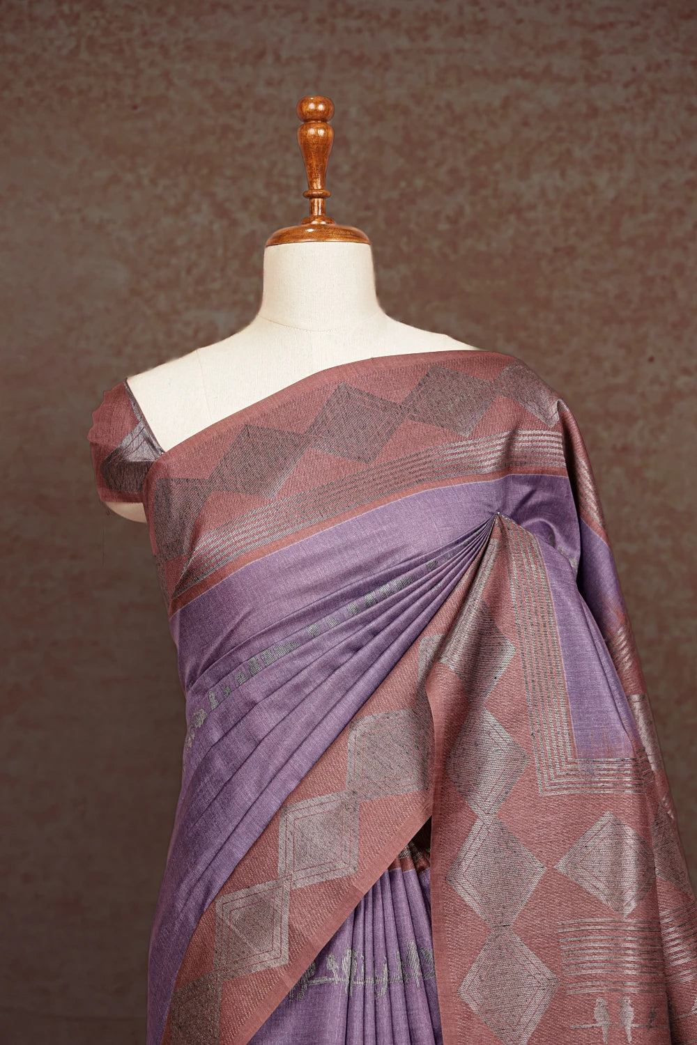 Lavender Colour Semi Tussar Saree