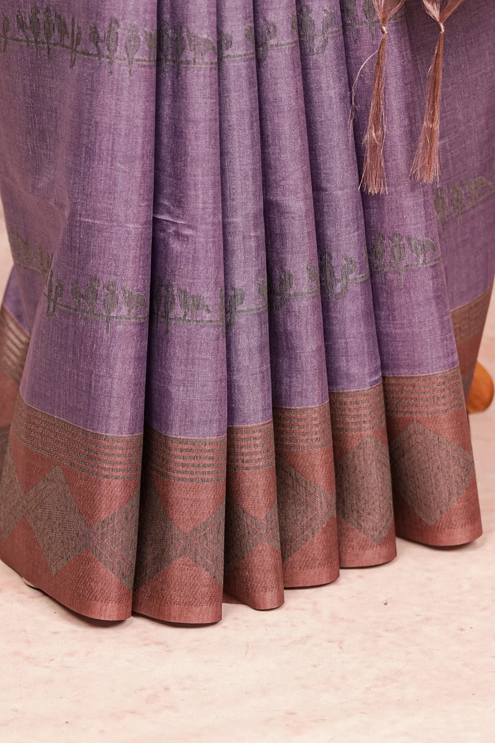 Lavender Colour Semi Tussar Saree
