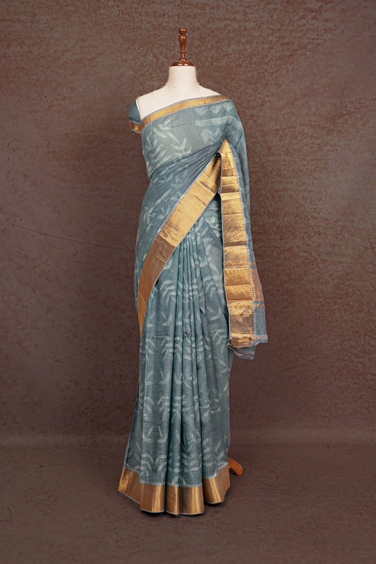Powder Blue Chanderi Silk Saree